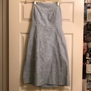 Strapless blue embroidered dress